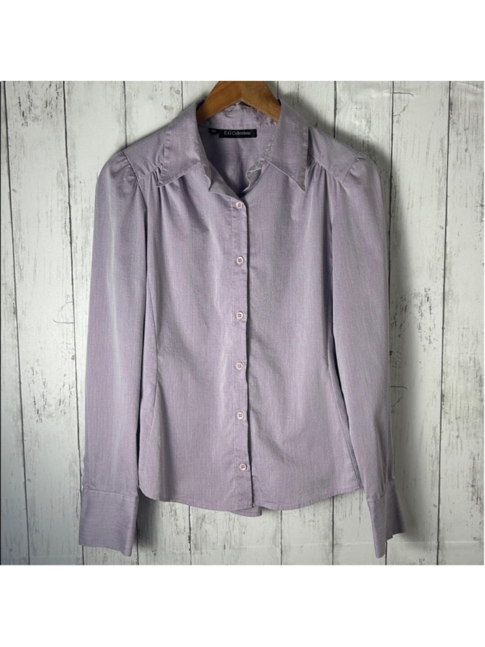 E.G Collections Lavender Button-Up Shirt long sleeve women’s size 10